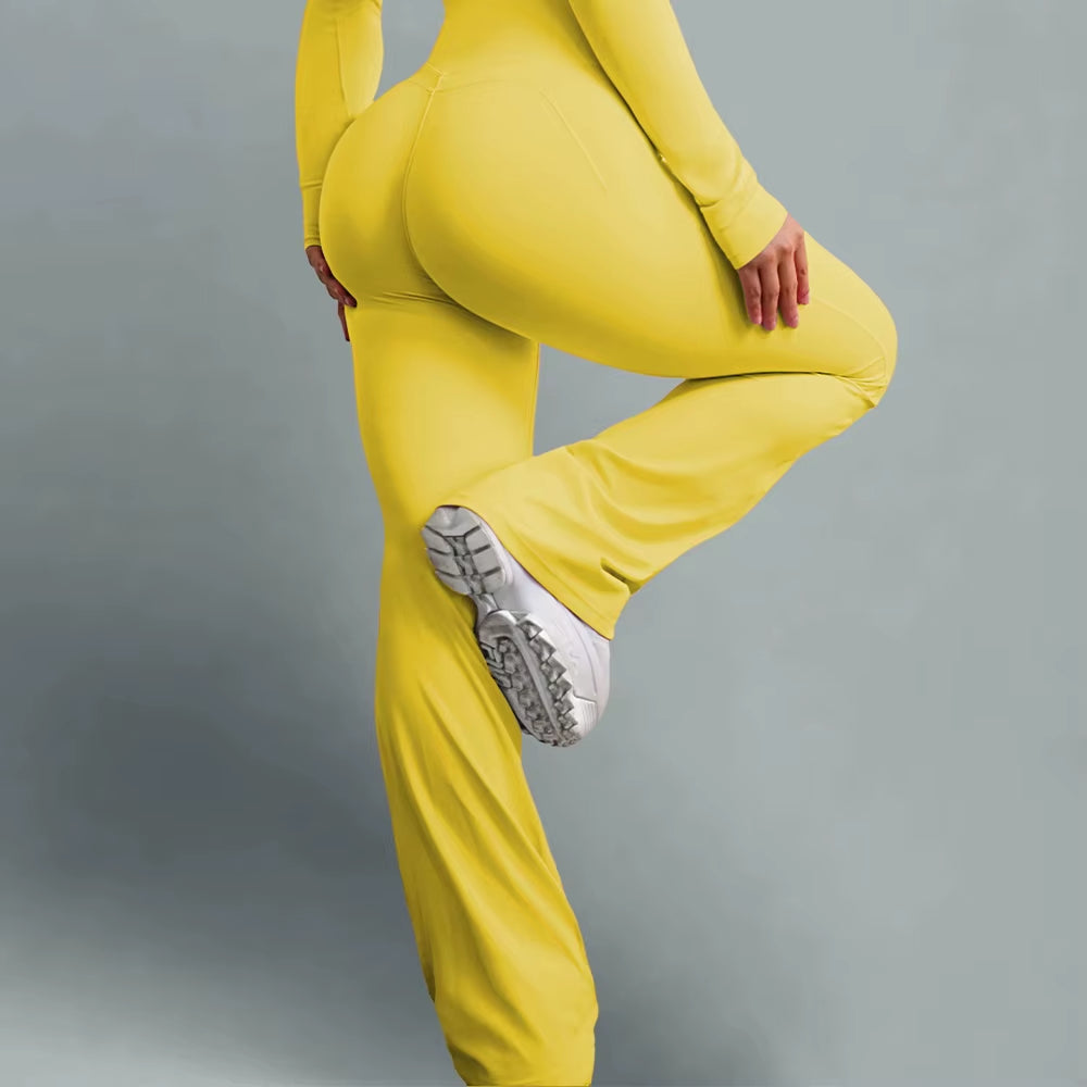 Spandex Quick Dry High Waisted Butt Lifting Yoga Leggings Activewear Sculpting Wide Leg Flared Yoga Leggings