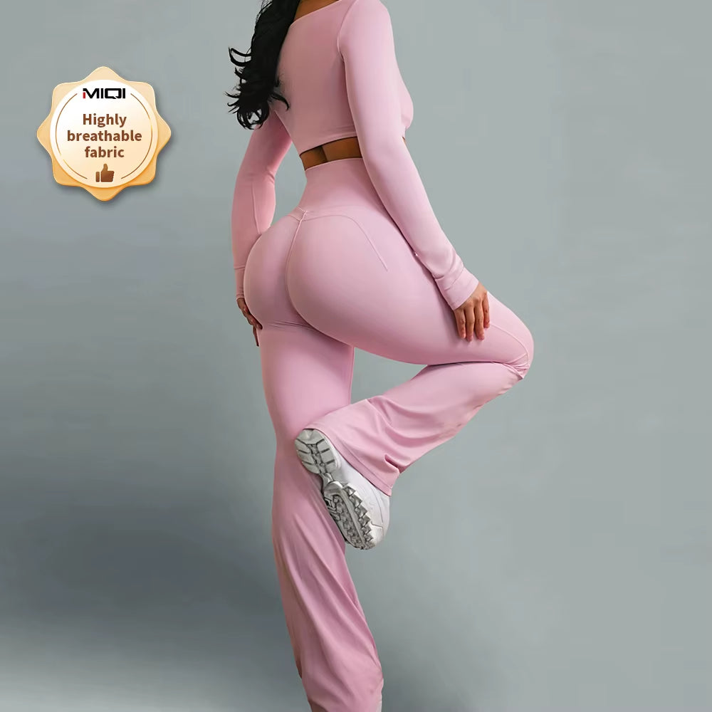Spandex Quick Dry High Waisted Butt Lifting Yoga Leggings Activewear Sculpting Wide Leg Flared Yoga Leggings