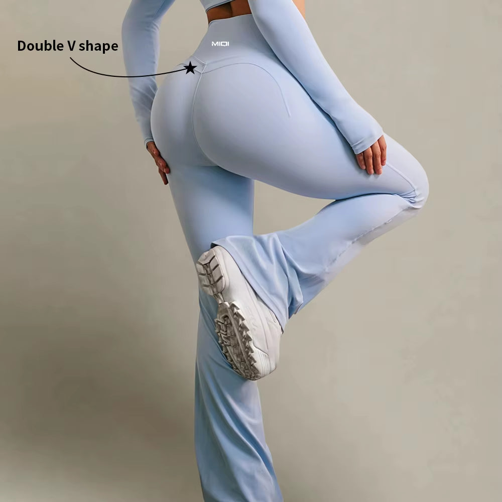 Spandex Quick Dry High Waisted Butt Lifting Yoga Leggings Activewear Sculpting Wide Leg Flared Yoga Leggings
