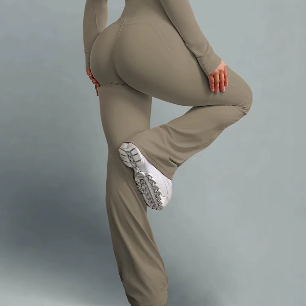 Spandex Quick Dry High Waisted Butt Lifting Yoga Leggings Activewear Sculpting Wide Leg Flared Yoga Leggings