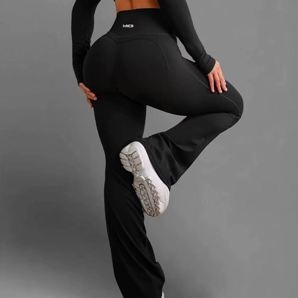 Spandex Quick Dry High Waisted Butt Lifting Yoga Leggings Activewear Sculpting Wide Leg Flared Yoga Leggings