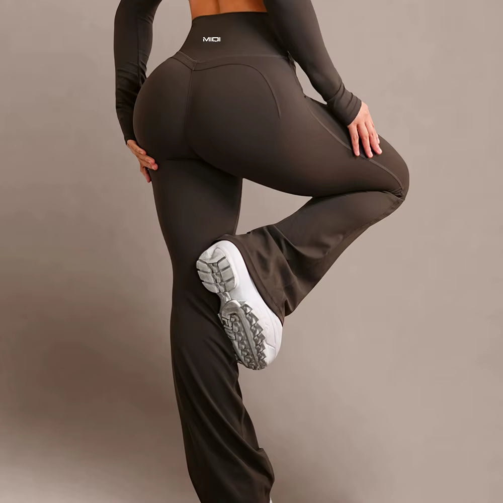 Spandex Quick Dry High Waisted Butt Lifting Yoga Leggings Activewear Sculpting Wide Leg Flared Yoga Leggings