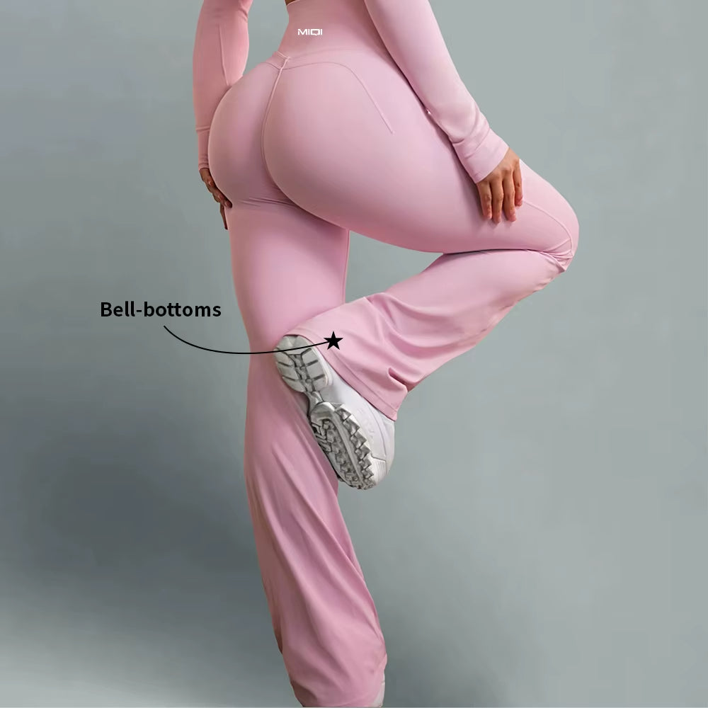 Spandex Quick Dry High Waisted Butt Lifting Yoga Leggings Activewear Sculpting Wide Leg Flared Yoga Leggings